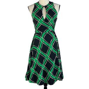 Maple Anthro SZ 8 Wrap Dress Fit 'n Flare Geometric Surplice V-Neck Sleeveless